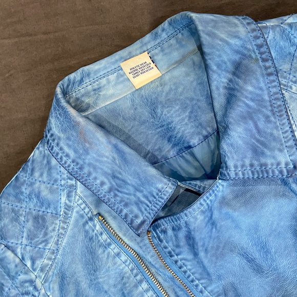 Vintage blue “leather” motto jacket - Picture 9 of 10
